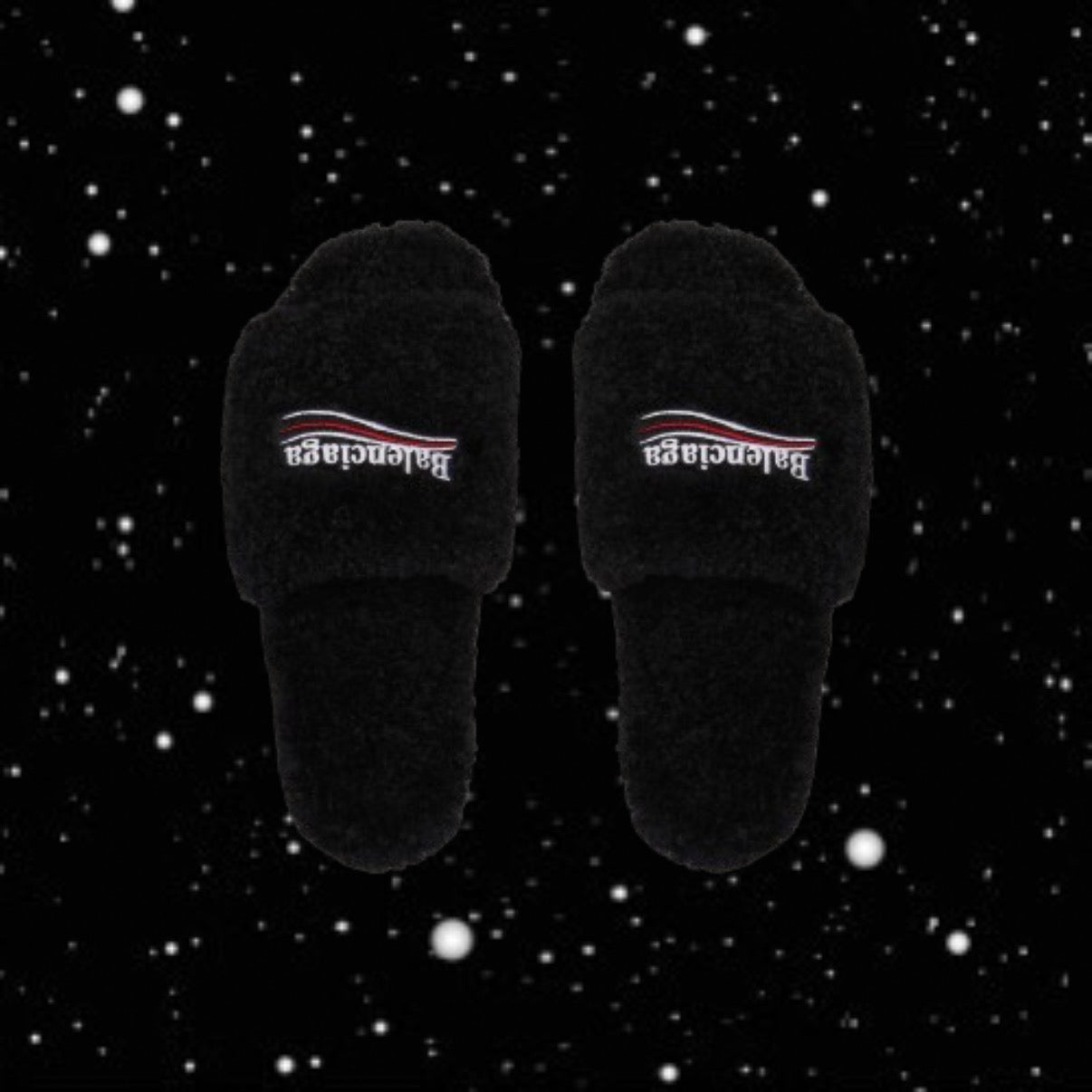 BLACK FUR SLIDES
