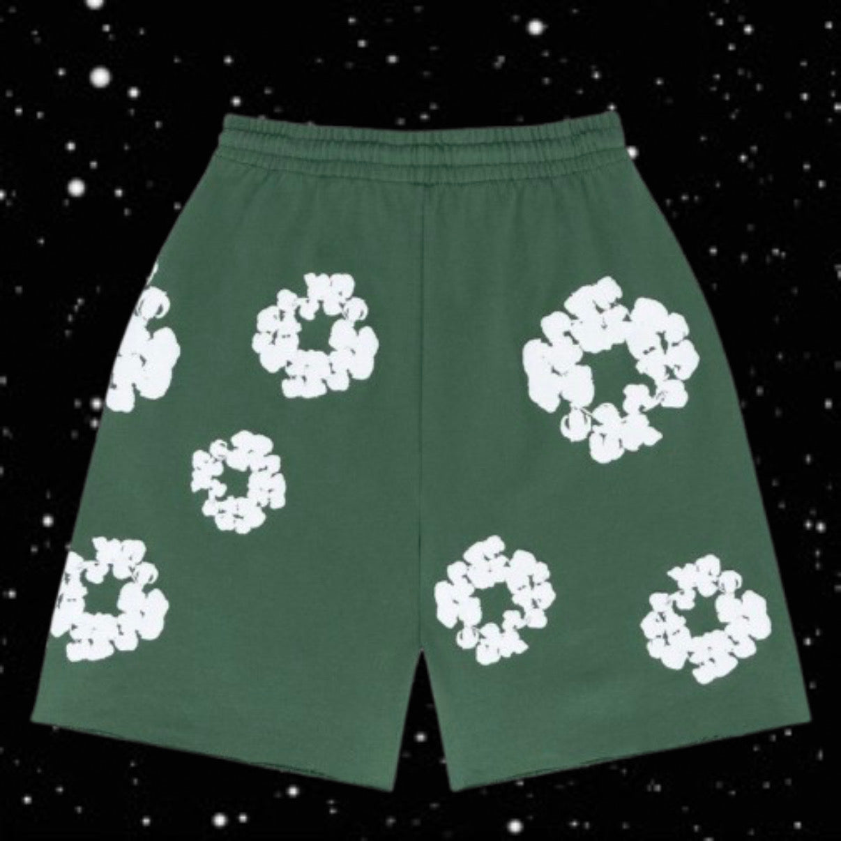 GREEN DENIM SHORTS